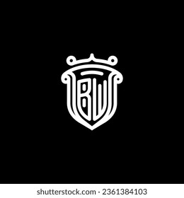 BW shield initial monogram with high quality professional design that will print well