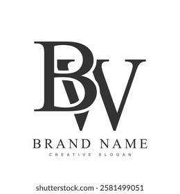 BW trendy logotype template. Initial letter b and w classic font style. Creative logo for company name or identity. Vector illustration.