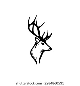 ﻿Vintage BW vector deer logo, plain  simple.