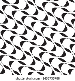 B&W wavy pattern. Abstract twisted diagonal lines VEctor illustration