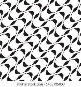 B&W wavy pattern. Abstract twisted diagonal lines VEctor illustration