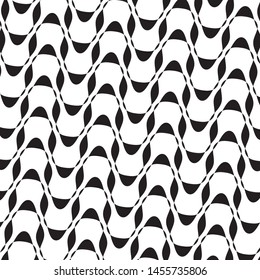 B&W wavy pattern. Abstract twisted diagonal lines VEctor illustration