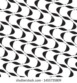 B&W wavy pattern. Abstract twisted diagonal lines VEctor illustration