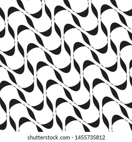 B&W wavy pattern. Abstract twisted diagonal lines VEctor illustration
