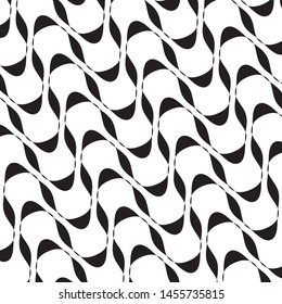 B&W wavy pattern. Abstract twisted diagonal lines VEctor illustration