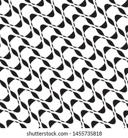 B&W wavy pattern. Abstract twisted diagonal lines VEctor illustration