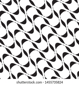 B&W wavy pattern. Abstract twisted diagonal lines VEctor illustration