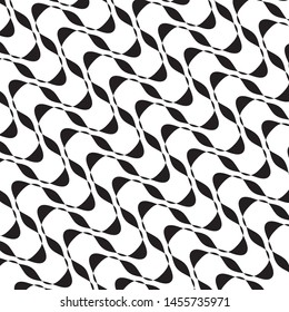 B&W wavy pattern. Abstract twisted diagonal lines VEctor illustration