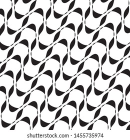 B&W wavy pattern. Abstract twisted diagonal lines VEctor illustration