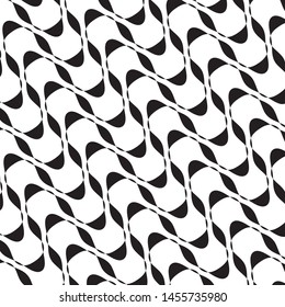 B&W wavy pattern. Abstract twisted diagonal lines VEctor illustration