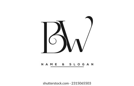 BW,  WB  Abstract  Letters  Logo  Monogram