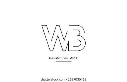 BW, WB, B, W abstract letters logo monogram