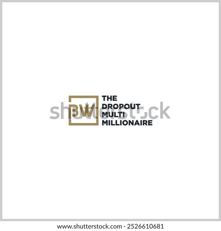BW or WB and B or W Uppercase Letter Initial Logo Design, Vector Template