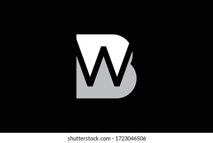 BW or WB Letter Initial Logo Design, Vector Template