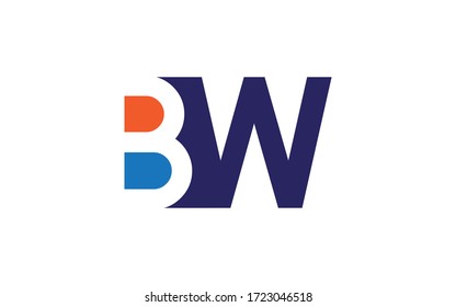 Diseño inicial de logotipo BW o WB, plantilla de vectores