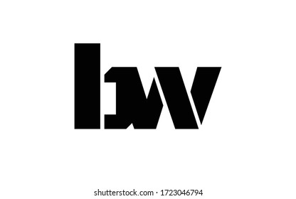 bw or wb Letter Initial Logo Design, Vector Template