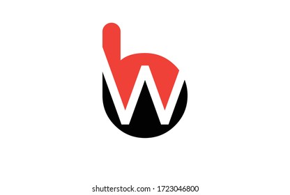 bw or wb Letter Initial Logo Design, Vector Template