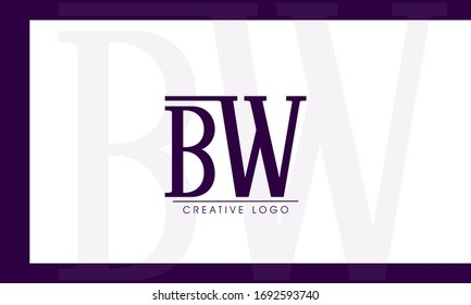 BW or WB Letter logo design template
