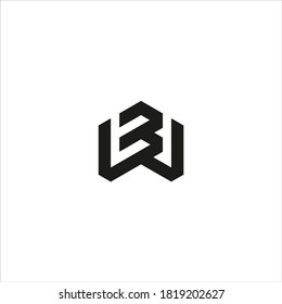 BW or WB Unique modern flat abstract logo design with gray color.