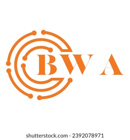 Diseño de letras de BWA. Diseño del logotipo de la tecnología de letras BWA sobre fondo blanco. Diseño del logotipo de Monograma BWA para emprendedores y empresas

