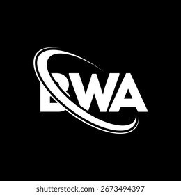 Logo de BWA. Diseño del logotipo de la letra BWA. Logotipo de BWA inicial enlazado con el círculo y el logotipo del monograma en mayúsculas. Tipografía BWA para tecnología, negocio y marca inmobiliaria.