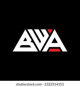 BWA triangle letter logo design with triangle shape. BWA triangle logo design monogram. BWA triangle vector logo template with red color. BWA triangular logo Simple, Elegant, and Luxurious design