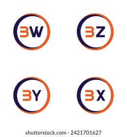 BW,BZ,BY,BX  Letter Logo Bundle Monogram set . icon, letter, vector, technology, business, art, symbol, set design .