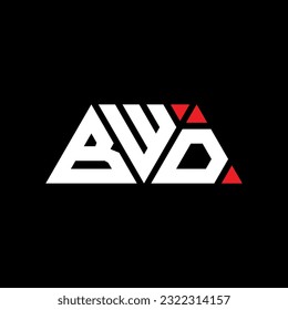 BWD triangle letter logo design with triangle shape. BWD triangle logo design monogram. BWD triangle vector logo template with red color. BWD triangular logo Simple, Elegant, and Luxurious design