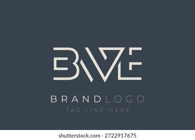 Diseño de logotipo de carta abstracta BWE. Diseño moderno del logotipo del negocio con tipografía Abstractas y estilo contemporáneo