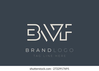 Diseño de logotipo de carta abstracta BWF. Diseño moderno del logotipo del negocio con tipografía Abstractas y estilo contemporáneo