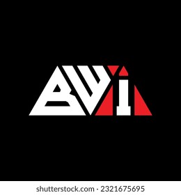 BWI triangle letter logo design with triangle shape. BWI triangle logo design monogram. BWI triangle vector logo template with red color. BWI triangular logo Simple, Elegant, and Luxurious design