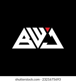 BWJ triangle letter logo design with triangle shape. BWJ triangle logo design monogram. BWJ triangle vector logo template with red color. BWJ triangular logo Simple, Elegant, and Luxurious design