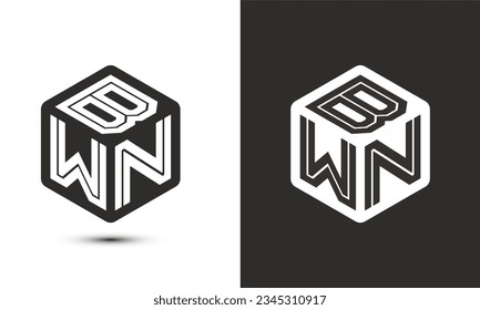 BWN letter logo design with illustrator cube logo, vector logo modern alphabet font overlap style. Premium Business logo icon. White color on black background
