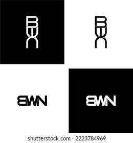 bwn lettering initial monogram logo design set