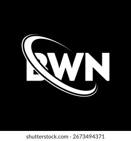 Logotipo del BWN. Diseño del logotipo de la letra BWN. Iniciales Logotipo BWN enlazado con el círculo y el logotipo del monograma en mayúscula. Tipografía BWN para tecnología, negocio y marca inmobiliaria.