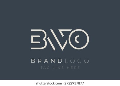 Diseño de logotipo de carta abstracta BWO. Diseño moderno del logotipo del negocio con tipografía Abstractas y estilo contemporáneo