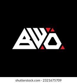 BWO triangle letter logo design with triangle shape. BWO triangle logo design monogram. BWO triangle vector logo template with red color. BWO triangular logo Simple, Elegant, and Luxurious design