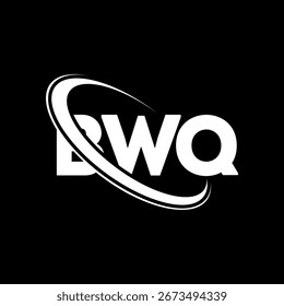 Logo de BWQ. Diseño del logotipo de la letra BWQ. Logotipo de BWQ inicial enlazado con el círculo y el logotipo del monograma en mayúsculas. Tipografía BWQ para tecnología, negocio y marca inmobiliaria.