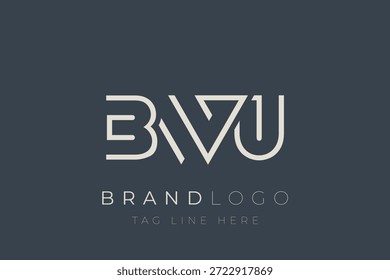 Diseño de logotipo de letra abstracta BWU. Diseño moderno del logotipo del negocio con tipografía Abstractas y estilo contemporáneo