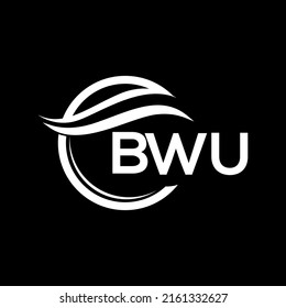 BWU letter logo design on black background. BWU creative circle letter logo concept. BWU letter design.
