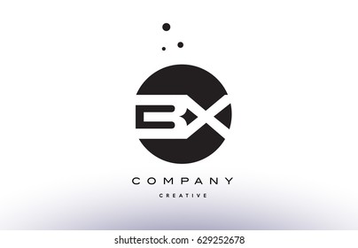 BX B X alphabet company letter logo design vector icon template simple black white circle dot dots creative abstract