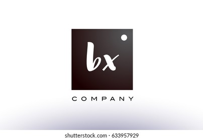 BX B X black white handwritten handwriting alphabet company letter logo square design template dot dots creative abstract