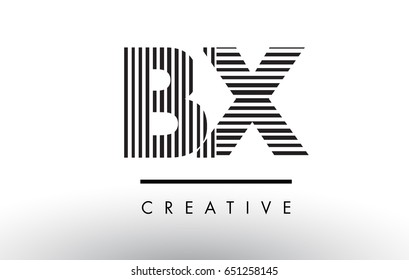 BX B X Black and White Letter Logo Design with Vertical and Horizontal Lines.
