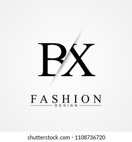 BX B X cutting and linked letter logo icon with paper cut in the middle. Creative monogram logo design. Fashion icon design template.