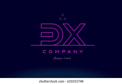 bx b x letter alphabet text pink purple dots contour line creative company logo vector icon design template