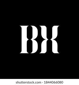 Diseño de logotipo de letras BX B X. Letra inicial Color blanco del logotipo del monograma superior BX. Logo BX, diseño B X. BX, B X