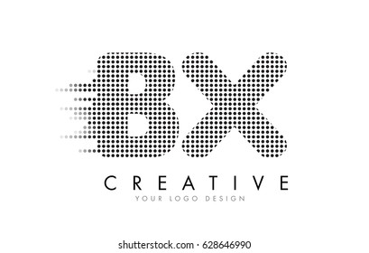 BX B X Letter Logo Design with Black Dots and Bubble Trails.