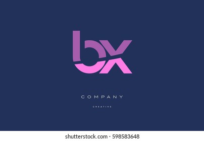 bx b x  pink blue pastel modern abstract alphabet company logo design vector icon template  letter