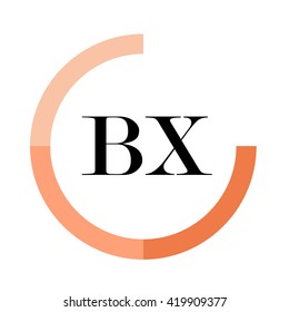 BX black letters , modern type of font , tree orange colors , simply alphabet like design identity