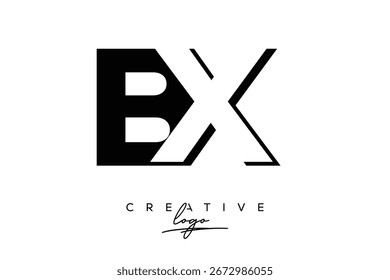 Logotipo creativo minimalista de espacio negativo de BX con monograma moderno para marca y logotipo de marca comercial con letras iniciales Diseño de logotipo para marca.